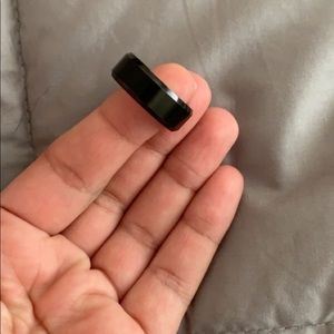 Black sz 10.5 Tungsten Ring 8mm beveled edges
